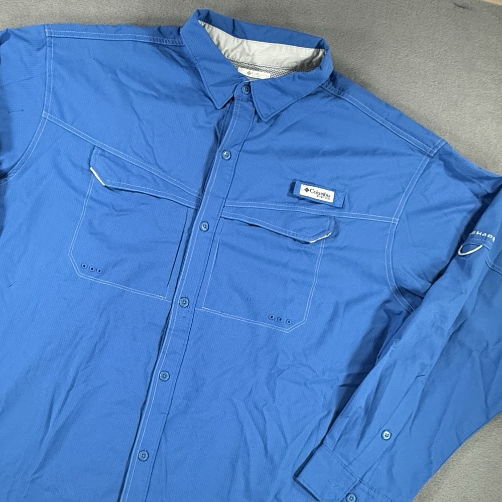 Columbia PFG Men's 2XL Omni Shade Fishing Shirt Mesh Lined Button Up Long Sleeve